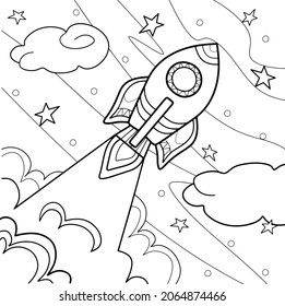 Coloring Page Children Adults Space Fishing Stock Vector (Royalty Free ...