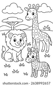 Coloring page for children. Beautiful illustration for coloring book.