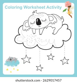Coloring page for children. Color worksheet activity. Education about color. Education for preschool.