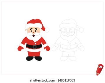 coloring page for children with examples. Educational game for children. Santa Claus