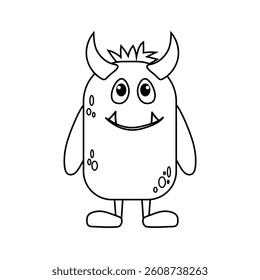 Coloring page for children with a funny monster. Printable worksheet. Activity for children in kindergarten. Vector