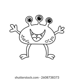 Coloring page for children with a funny monster. Printable worksheet. Activity for children in kindergarten. Vector