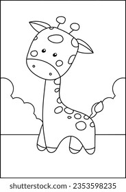 Coloring page for children giraffe lines vector illustration