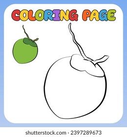Farbseite für Kinder. Bild von Kokosnuss. Kindervektorgrafik