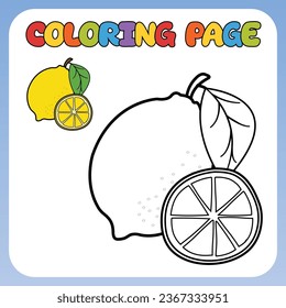 Coloring page for children. Image of Lemon. Children's vector illustration