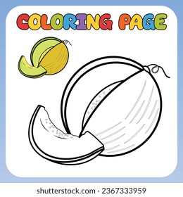 Página de colorear para niños. Imagen de Melon. Ilustración vectorial de los niños