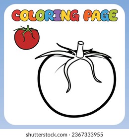 Coloring page for children. Image of Tomato. Children's vector illustration