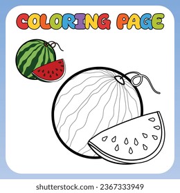 Coloring page for children. Image of Watermelon. Children's vector illustration