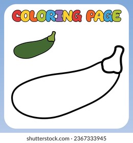 Coloring page for children. Image of Zucchini. Children's vector illustration