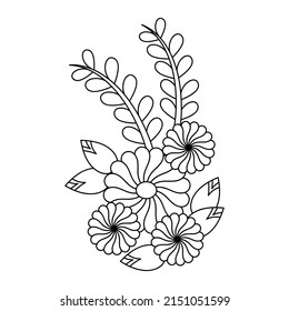 Coloring Page Children Stylized Flower Leaves Stock Vector (royalty 