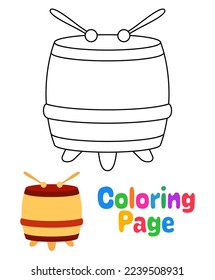 Coloring page with Chinese Drum for kids