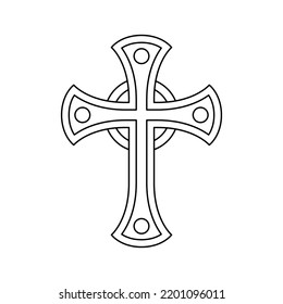 Coloring page with Christian Cross for kids