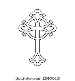 Coloring page with Christian Cross for kids