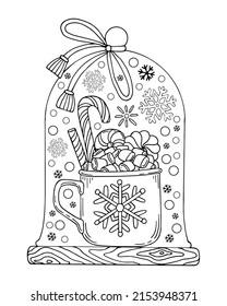 Coloring Page Christmas Cup Drink Sweets Stock Vector (Royalty Free ...