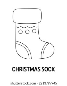 Coloring page with Christmas Sock for kids