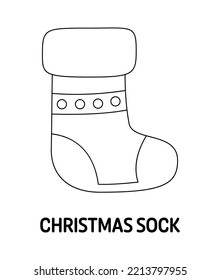 Coloring page with Christmas Sock for kids