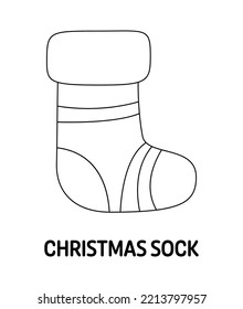 Coloring page with Christmas Sock for kids