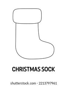 Coloring page with Christmas Sock for kids