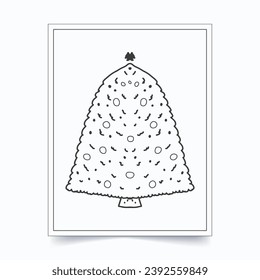 coloring page with christmas tree vector