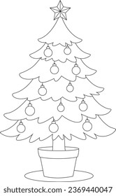 Coloring page a Christmas-tree decorated