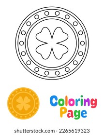 Coloring page with Clover Coin for kids