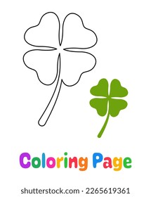Coloring page with Clover Leaf for kids