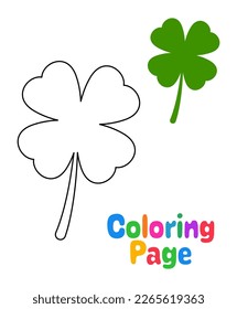Coloring page with Clover Leaf for kids