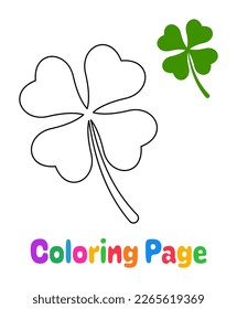Coloring page with Clover Leaf for kids