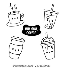 Coloring page coffee cute bear