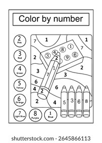 Coloring Page Color by Number with Crayons