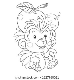 Coloring page. Colouring picture with hedgehog. Cartoon outlined design for nursery poster, t shirt print, kids apparel, greeting card with cute animals.