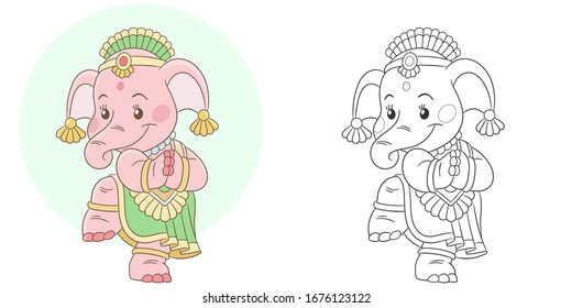 coloring page colouring picture indian elephant stock vector