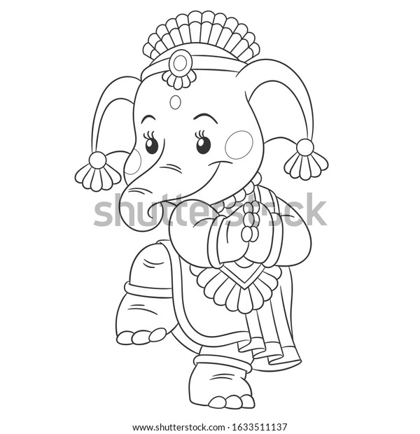 coloring page colouring picture indian elephant stock vector