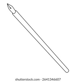 Coloring page with contour drawing of a classic vintage fountain pen with a nib. For entertaining kids, back to school or education black and white design, DIY, educational concept, classroom decor.