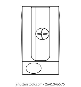 Coloring page with contour drawing of pencil sharpener vector illustration. For entertaining kids, back to school or education black and white design, DIY craft, educational concept, classroom decor.