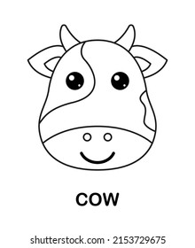 Coloring page with Cow for kids