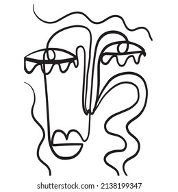 Coloring page. Cubism abstract face. 