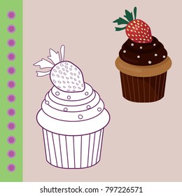 Coloring page cupcake, dessert. My sweets book