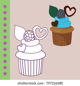 Coloring page cupcake, dessert. My sweets book