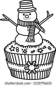 coloring page "cupcake with a snowman"