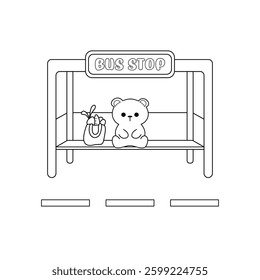 Coloring page cute bear simple