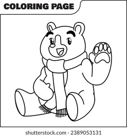 coloring page cute bear vector illustration, animal coloring page