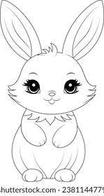 Colorante página lindo conejito. Esquema vectorial plano para libros de coloración para niños