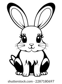 Coloring page of cute bunny on white background