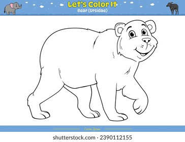 Coloring page with cute cartoon. Coloring page Bear. Educational game for children. fun activities for kids to play and learn.