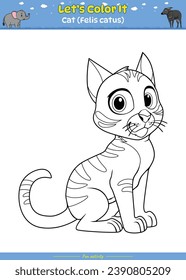 Coloring page with cute cartoon. Coloring page Cat. Educational game for children. fun activities for kids to play and learn.