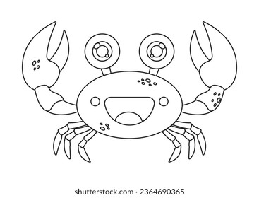 Coloring Page of a Cute Cartoon Crab Vector Illustration