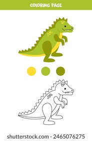 Coloring page with cute cartoon dinosaur toy. Worksheet for children.