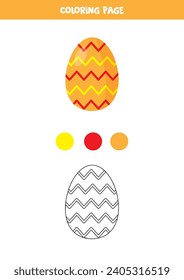 Coloring page with cute cartoon Easter egg. Worksheet for children.