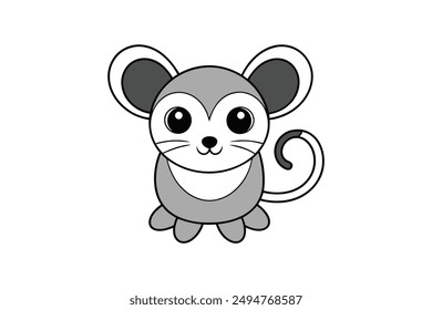 coloring page cute cartoon mouse silhouette vector illustration 